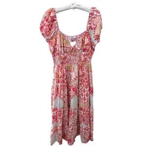 JACQUIE THE LABEL Boho Patchwork Pink Floral Maxi Dress Cottagecore NWT | Large